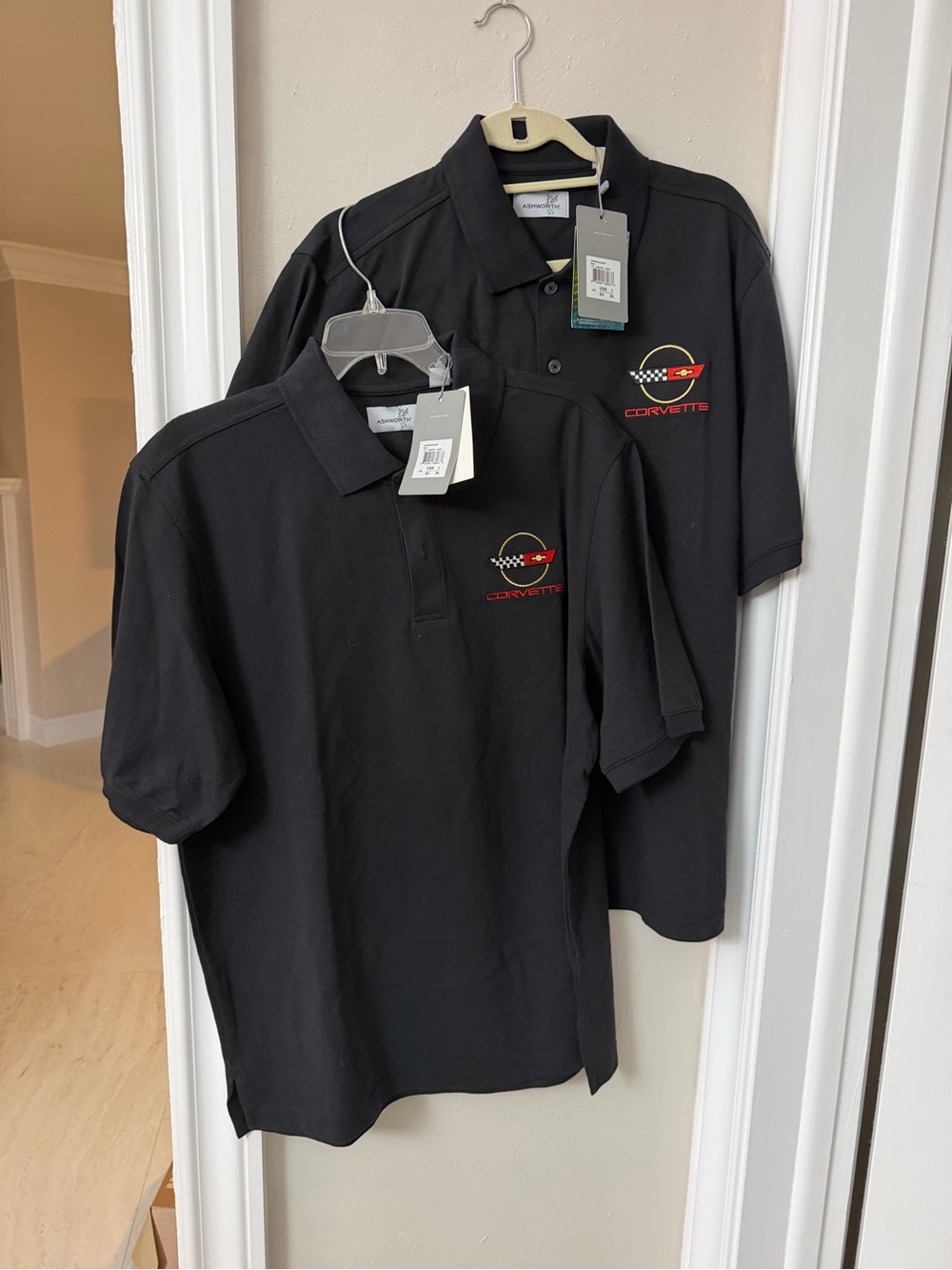 Men's Black Polo Shirt - Embroidered Corvette  Logo